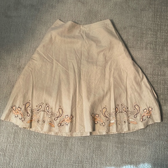 Apostrophe Dresses & Skirts - Apostrophe midi skirt linen skirt with beading and embroidery details